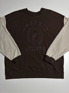 Garage Phoenix Arizona Two-Tone Crewneck Sweater - Brown and Cream